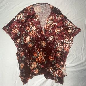 Floral Velour Kimono | Shrug Cardigan Poncho Plus Size 3X OS